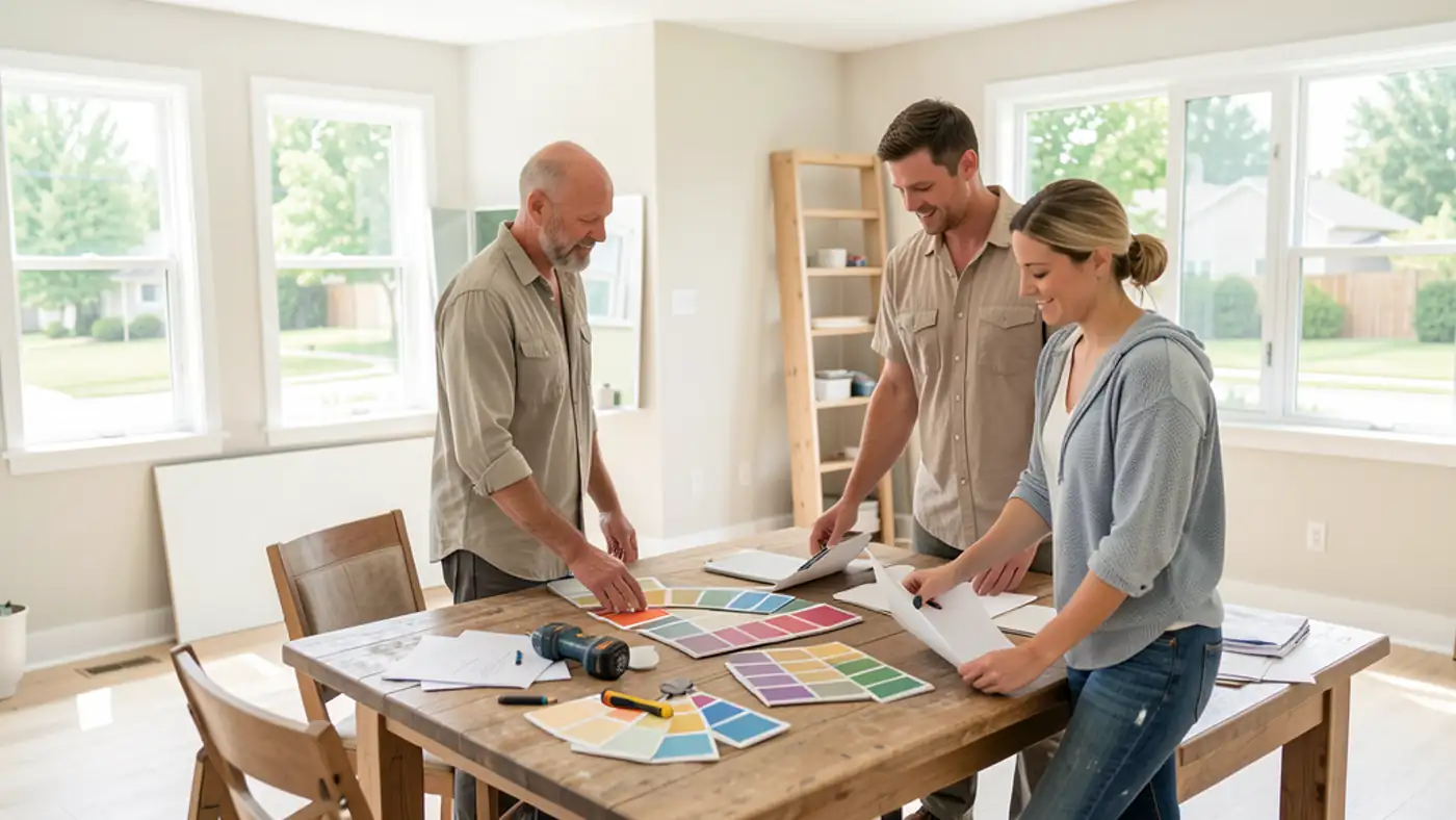 New homeowners planning setup and improvement tasks after closing